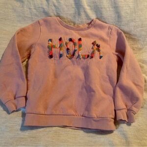 Kids Pink Sweatshirt with Colorful 'HOLA' Design